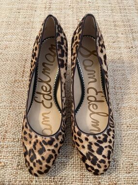 Sam Edelman Leopard Round Toe Calf Hair Pumps Size 8